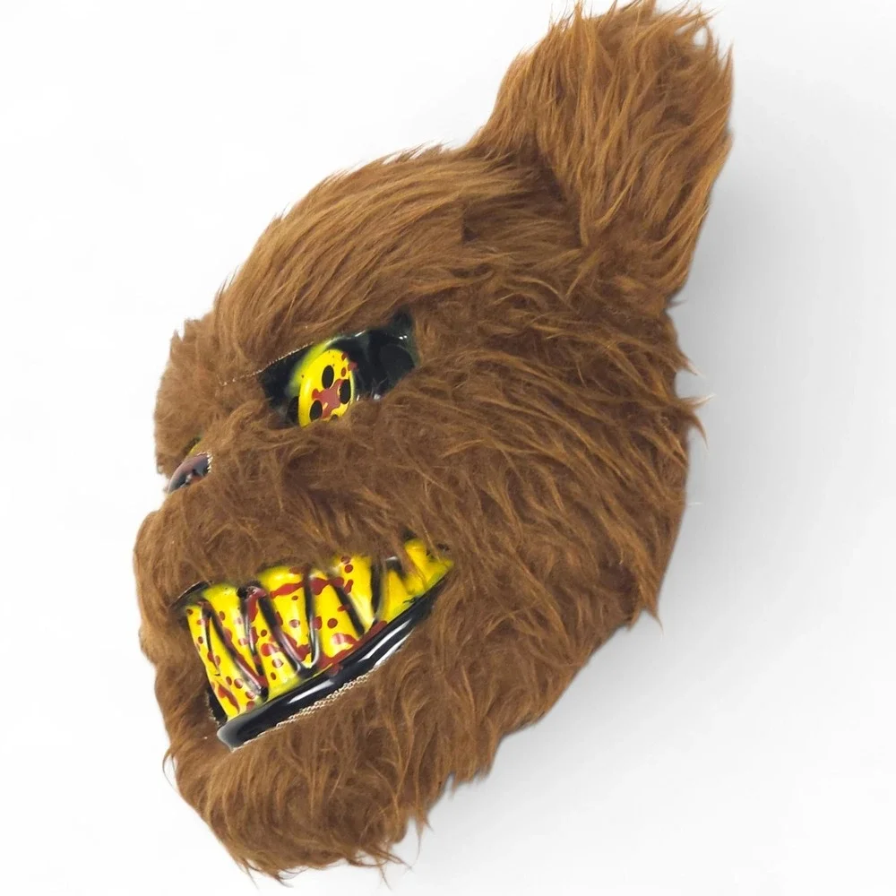 Spirit Halloween Scary Evil Bear Mask Brown Furry Horror Teddy Blood Teeth Creep - Picture 10 of 14